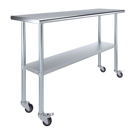 AMGOOD 18x60 Rolling Prep Table with Stainless Steel Top AMG WT-1860-WHEELS